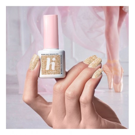 Гел лак 135 Rose Gold Sequin Hi Hybrid